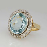Anello Oro Blu di Vetro Sferico