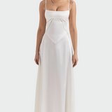 Abito Maxi in Satin con Spalline Sottili