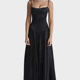 Abito Maxi in Satin con Spalline Sottili