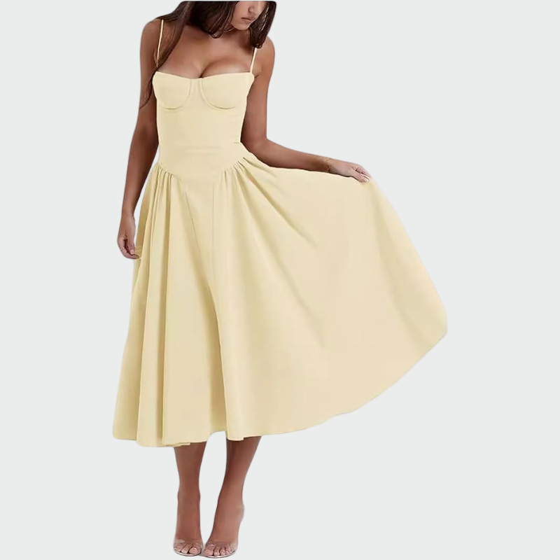 Abito Maxi in Satin con Spalline Sottili