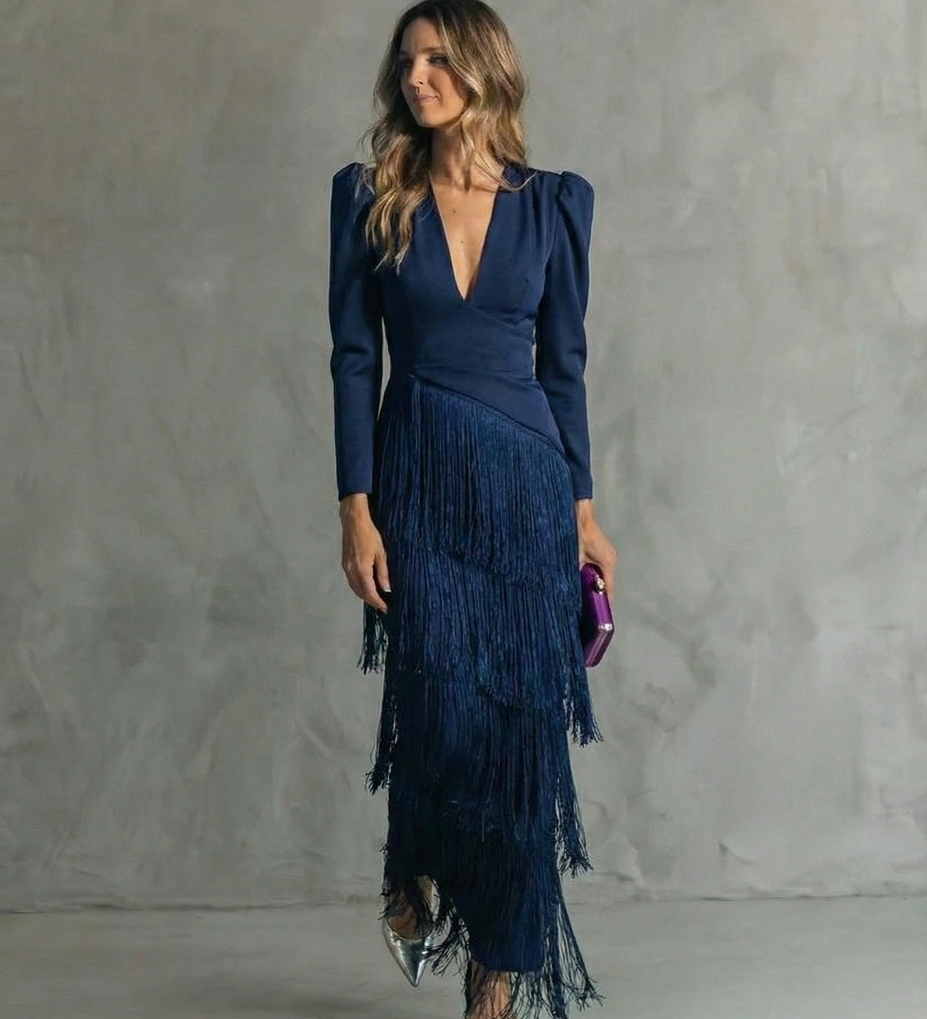 Clara – Abito Elegante con Frange