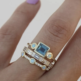 Ocean - Anello di cristallo blu vintage