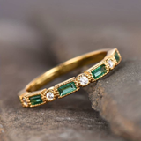 Alex - Anello d'Oro con Zircone Verde