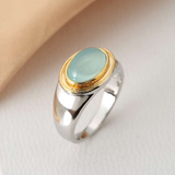Gabi - Anello in Pietra Lunare Verde Vintage