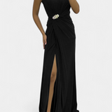 Abito Emilija Maxi con Plissettature e Scollo Laterale