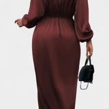 Andrea - Abito Lungo Elegante con Scollatura a V e Spacco Laterale