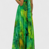 Abito Maxi Antonija in Chiffon con Motivo Floreale e Collo Halter