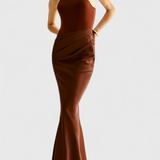 Abito Maxi Leona con Stile Top e Silhouette Allungata