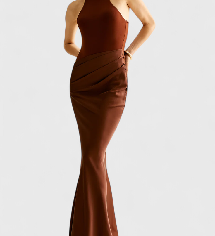 Abito Maxi Leona con Stile Top e Silhouette Allungata
