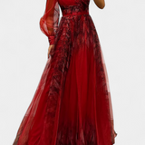 Abito Maxi Natalija in Chiffon con Spalle Scoperte e Rosa Voluminoso