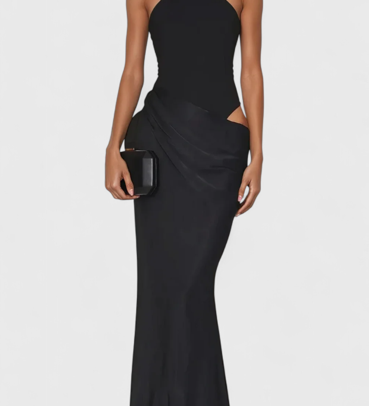 Abito Maxi Leona con Stile Top e Silhouette Allungata