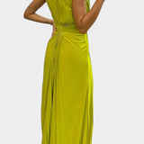 Abito Emilija Maxi con Plissettature e Scollo Laterale