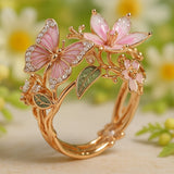 Anello con zirconi a forma di farfallina luminosa