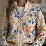 Delphine | Cardigan con zip a tema foglie botaniche