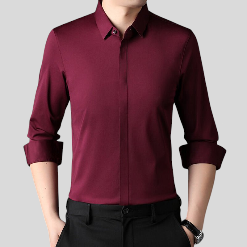 Mitchel - Camicia da uomo stretch senza pieghe