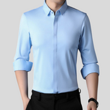 Mitchel - Camicia da uomo stretch senza pieghe