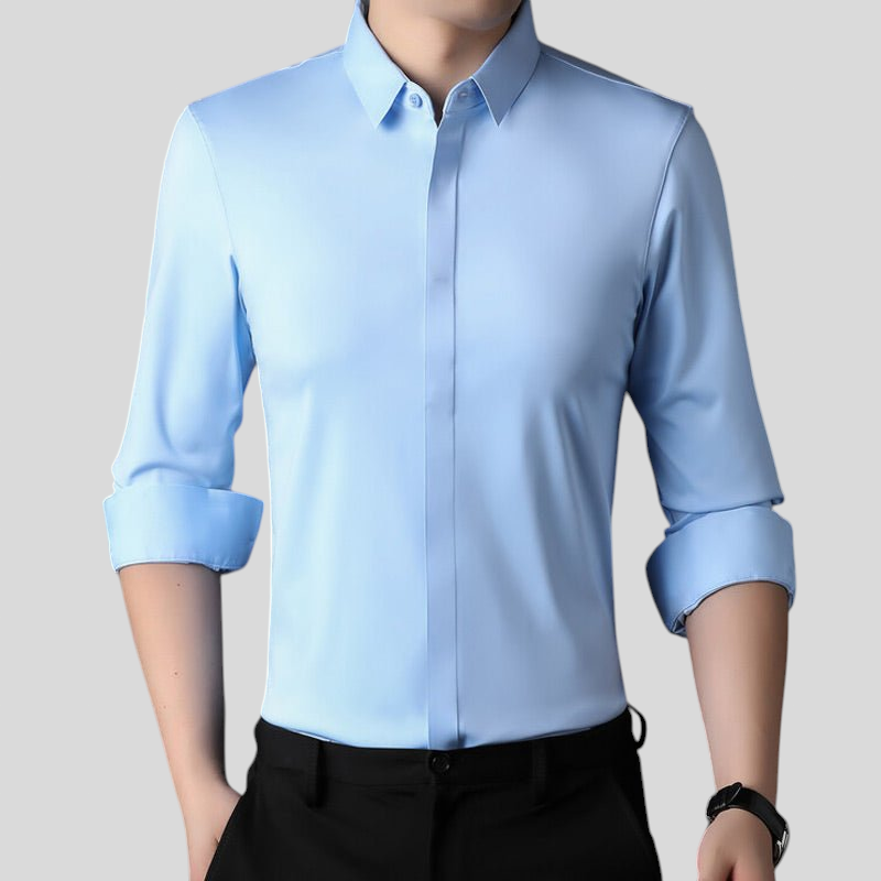 Mitchel - Camicia da uomo stretch senza pieghe