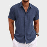 Oliver - Camicia da uomo in lino con maniche corte