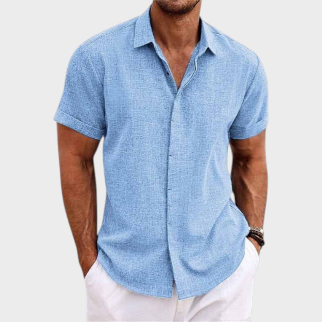 Oliver - Camicia da uomo in lino con maniche corte