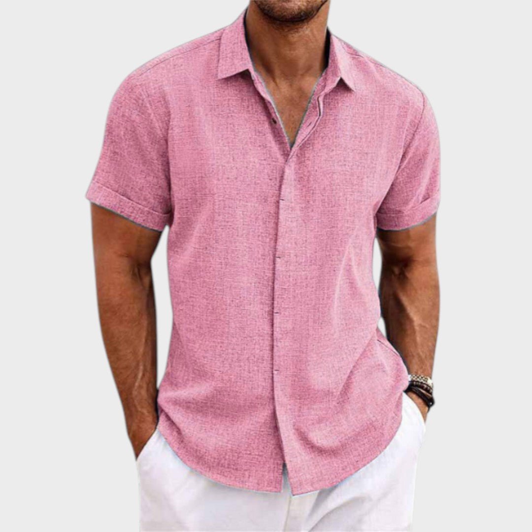 Oliver - Camicia da uomo in lino con maniche corte