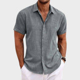 Oliver - Camicia da uomo in lino con maniche corte
