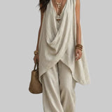 Set boho femminile in cotone e lino libero