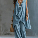 Set boho femminile in cotone e lino libero