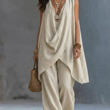 Set boho femminile in cotone e lino libero