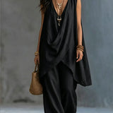Set boho femminile in cotone e lino libero