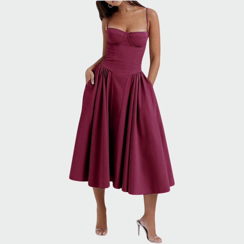 Abito Maxi in Satin con Spalline Sottili