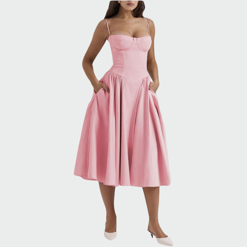 Abito Maxi in Satin con Spalline Sottili